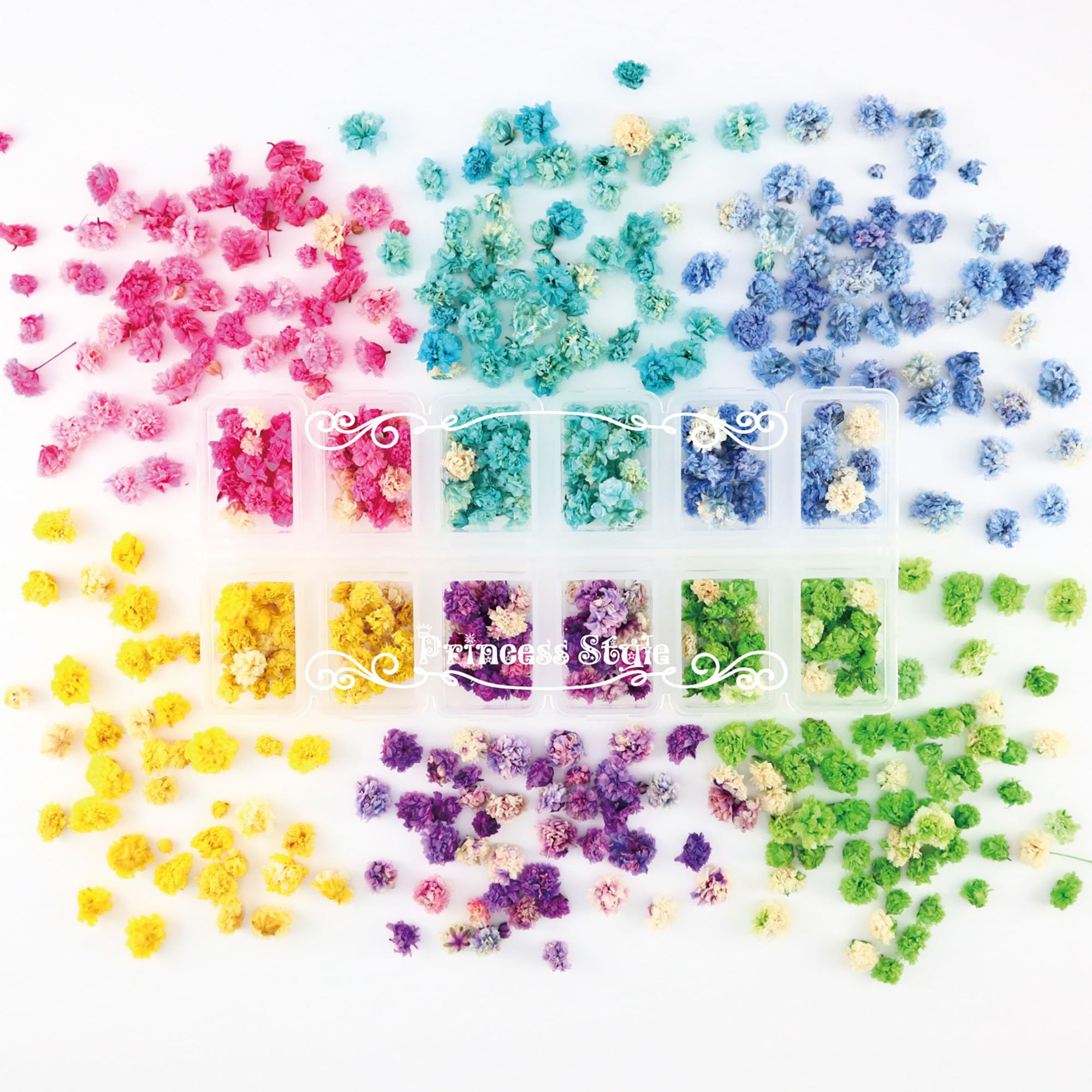 【送料無料】Princess-style かすみ草 ドライフラワー 花頭 咲いた花 ネイル レジン 封入 素材 材料 花..