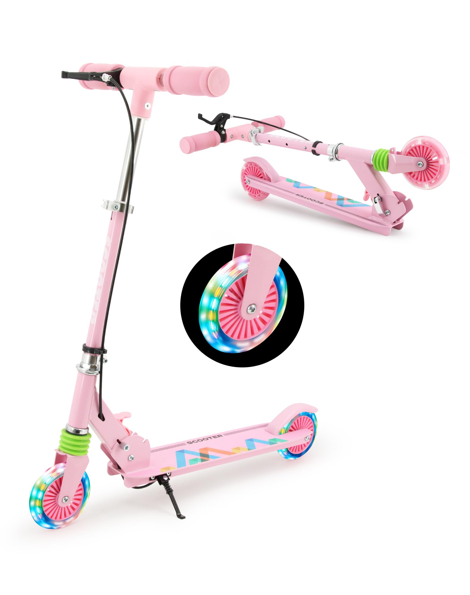 【送料無料】【ハンドルブレーキ搭載】Tenboom キックボード キックスクーター 子供用 LEDタ ...
