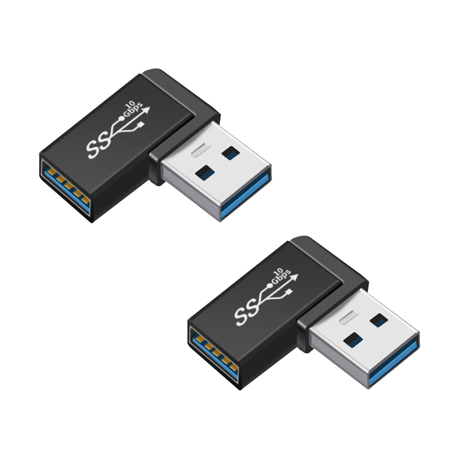 【送料無料】USB変換アダプタ USB L型直角変換アダプタ USB Aメスヘッド回転USB AオスヘッドUSB3.0変換アダプタ 10 Gbps高速データ転送アダプタ、延長電源データ小型軽量高耐久合金製ベルト電話バンドパッソコンなど対応（2セット）ALLVD