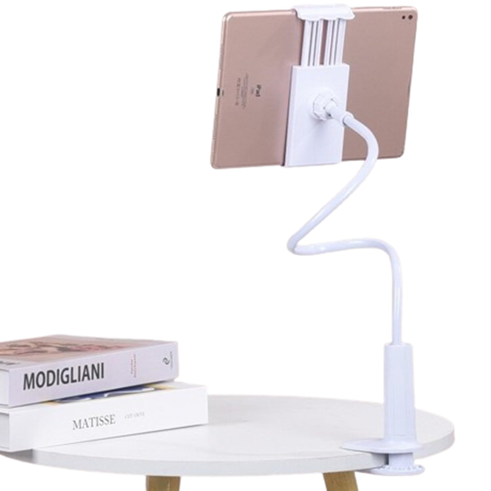 【送料無料】ISEFUJI スマホ タブレット スタンド アームスタンド ホルダー 360°調整可能 ベッドスタンド クランプ式 螺旋式 80cm 12〜18cm対応 (ホワイト)