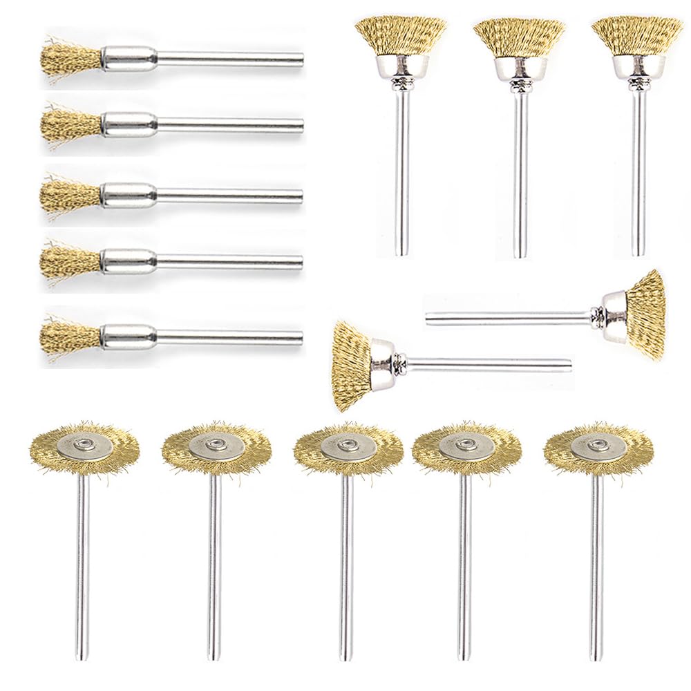 【送料無料】15個セット 3mm軸 ルーター ブラシ 真鍮 リューター ブラシ 3種類 ロビンソンブラシ ボウ..