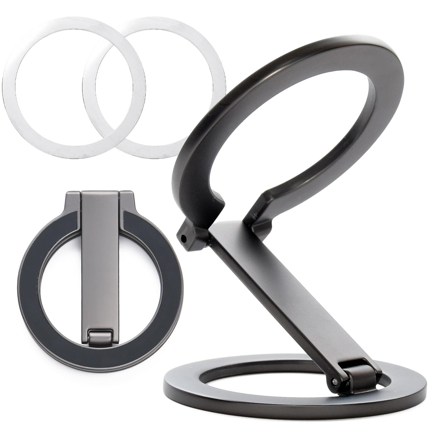 【送料無料】[SCIOLTO(ショルト)] ぴたマグスタンド マグセーフ対応 スタンド [角度自由 折りたたみ式 両面マグネット] スマホスタンド magsafe対応 リングスタンド (ブラック)