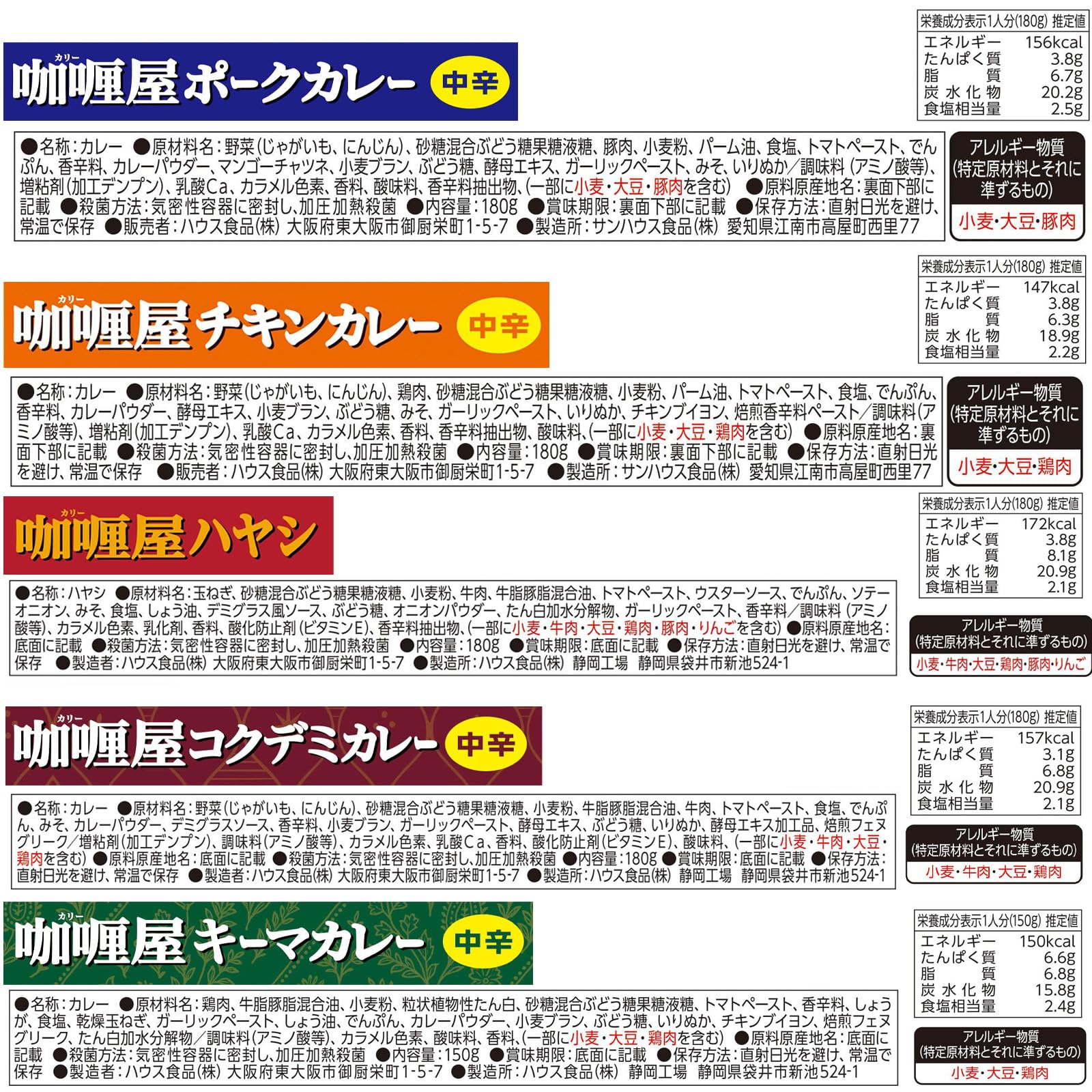【送料無料】カリー屋 ハウス 9種コンプリートセット (甘口/中辛/辛口/大辛/ポーク/チキン/ハヤシ/コクデミ/キーマ) 【セット買い】【レンジ調理対応】【レトルト食品】【非常食】【 限定】 mahy1-10188301 MAHY サンプル画像3