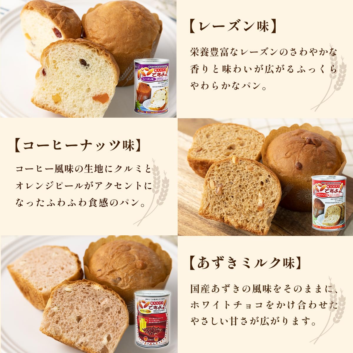 【送料無料】あんしん壱番 非常食 パン 5年保存 14種類 パンの缶詰 保存食 長期保存 非常食セット 備蓄食料 防災 災害用 防災食品 計24缶 バリエーションセット mahy1-10189352 MAHY サンプル画像3