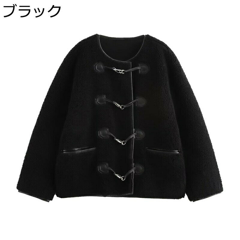 樂天商城 - ジャケット リアル ボアコート ファージャケット 丸襟 ボアジャケット ポケット付き 長袖 防寒 保温 防風 カジュアル アウター 柔らかい エレガント キレイめ 上着 コート ファッション