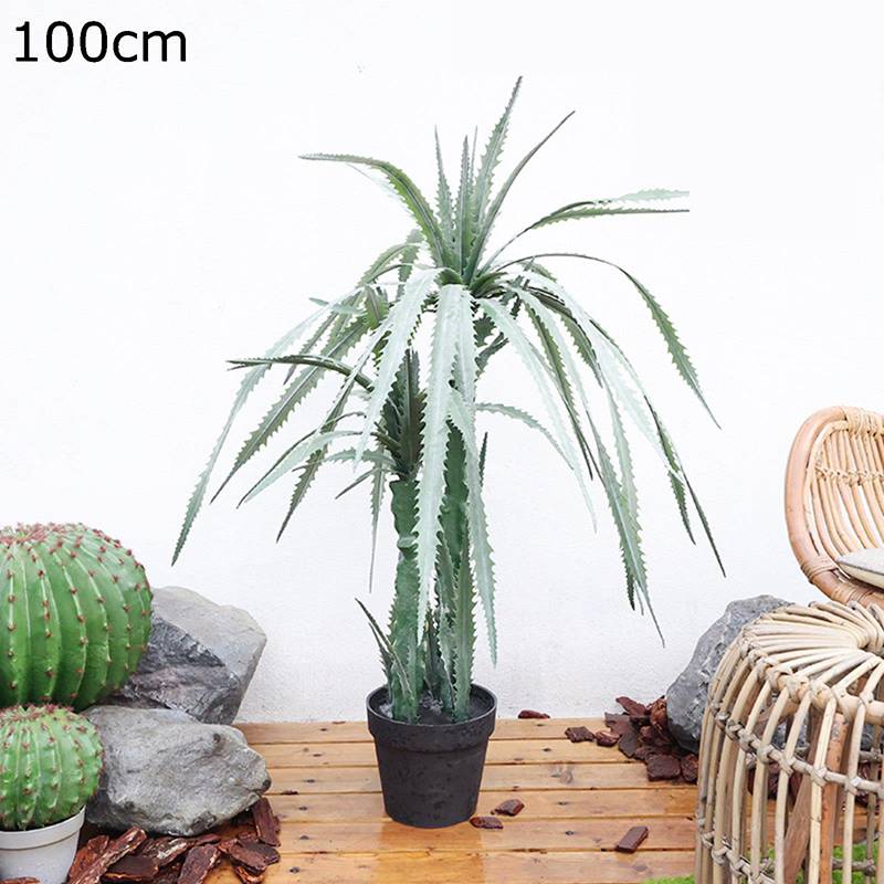 Evergreen Ash - フェイクグリーン 多肉植物 50cm 卓上 置き型 熱帯観葉樹 サイザル麻 リアル 人工観葉植物 インテリアグリーン 大型 本物そっくり 人工植物装飾 観葉樹 人工葉っぱ 枯れない 水やり不要 インテリア ベランダ