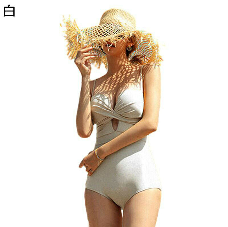 モノキニ水着 レディース オールインワン スイムウェア ビーチウェア 深いVネック セクシー キャミソール ロンパース 女性らしい 着痩..