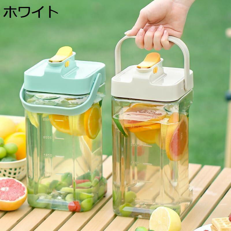 IH非对应 - 麦茶ポット 冷水筒 ウォーターボトル 3.5L 大容量 縦横置き 冷蔵庫ポット ドリンクピッチャー オシャレ 目盛り 安全ロック ハンドル付き 漏れない 洗いやすい プラスチック フタ付き 水差しアウトドア 水タンク お茶ポット 冷蔵庫 広口 夏用