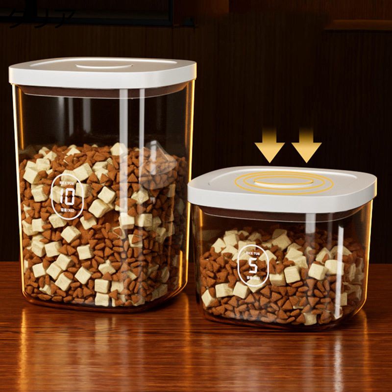 樂天商城 - ペットフードストッカー 10kg 真空ペットフード保存容器 ライスディスペンサー 鮮度保ち 米容器 餌貯蔵タンク 猫 犬 餌入れ 透明可視化 穀物収納 湿気防止 食糧収納ケース 梅雨対策