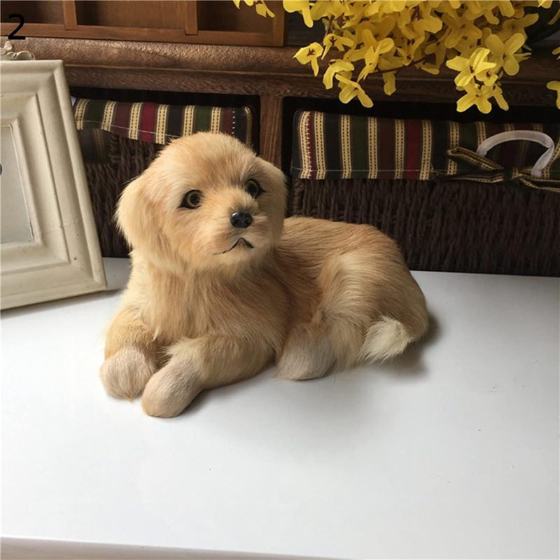 お米の米道 楽天市場店の犬 置物 リアルぬいぐるみ かわいい ゴールデンレトリーバー 本物そっくり 手作り ワンコ おもちゃ インテリア 自宅 オフィス お店飾り 福祉施設 介護施設 お見舞い 誕生日 贈り物 ドッグ 伏せ 可愛い｜アングル2