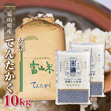 玄米 10kg 送料無料 白米 無洗米 てんたかく 5kg×2 令和二年産 富山県産 10キロ お米 玄米 ごはん 慣行栽培米 一等米 単一原料米 分付き米対応可 保存食 真空パック 高級 保存米 米