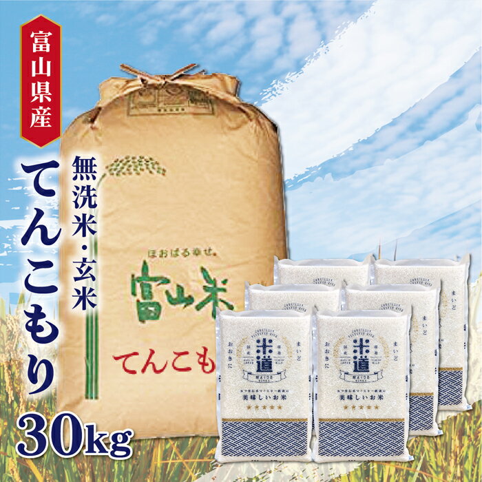 米 30kg 送料無料 白米 無洗米 てんこもり 5kg×6 新米 令和二年産 富山...