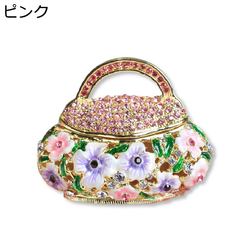 Rakuten - 花かごバッグ エナメルジュエリーボックス クリスタル 合金製 誕生日プレゼント トリンケットボックス 小物入れ 置物 女の子 きらきら小物 ジュエリー収納 リング ネックレス ピアス インテリア雑貨 結婚記念日 プレゼント