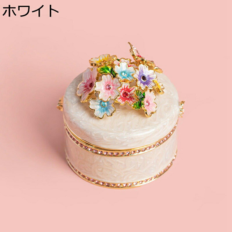 樂天商城 - リングケース ジュエリーボックス 花 蝶 合金製エナメルジュエリーボックス 小物入れ 宝石箱 ボックス トリンケットボックス アクセサリーボックス インテリア雑貨 恋人 女の子 デスク飾り プレゼント ギフト