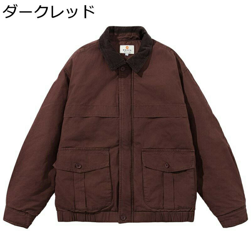 樂天商城 - 冬物 メンズ 中綿ジャケット コットン レトロ ジャンパー 厚手 防寒着 折り襟 アウター 綿服 コート 綿入れ 保温 あったか マルチポケット カジュアル おしゃれ かっこいい 作業 通勤 通学