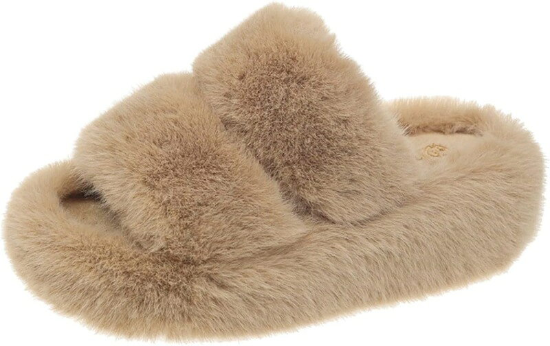 ルームシューズ レディース スリッパ 厚底 4cm あったか サンダル 大きいサイズ 室内 履き 冬 ふわふわ もこもこ 柔らか 防寒 保温 軽量 洗える ダブルストラップ ラビットファー スリッパ
