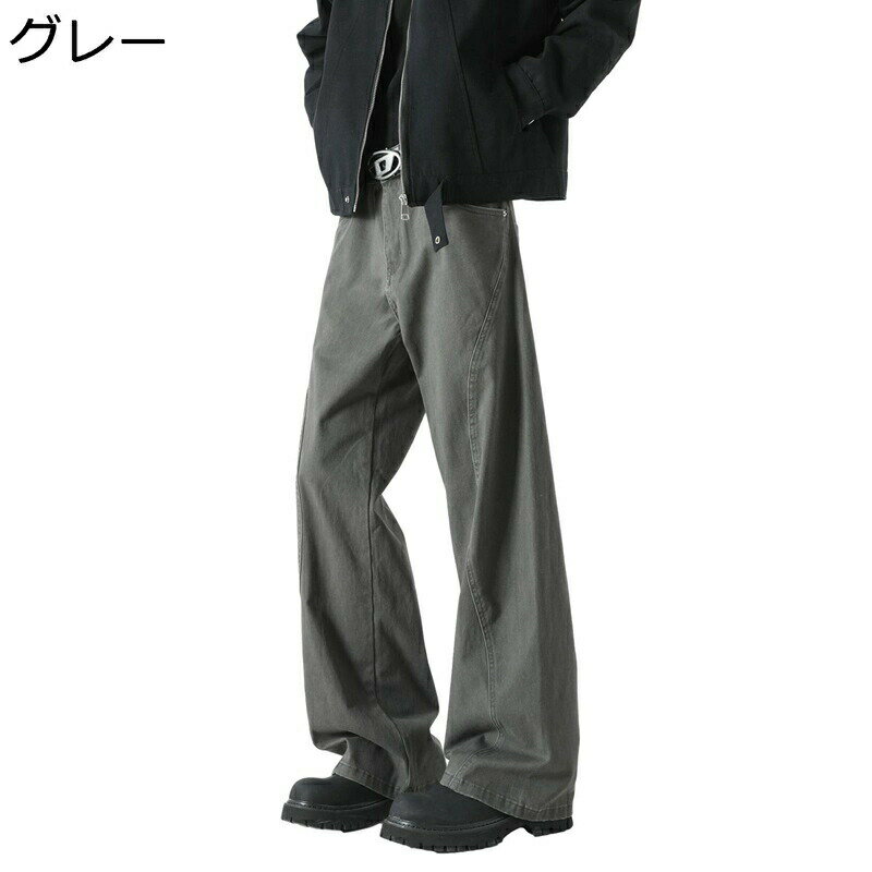 Rakuten - カーゴパンツ メンズ ワイドパンツ チノパン ジーンズ ロングパンツ カジュアル ゆったり おしゃれ ファスナー付き カッコイイ ストレートパンツ ソリッドカラー 春秋 普段着 日常着用 散歩