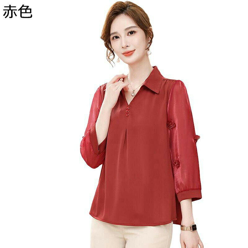 シニアファッション tシャツ 7分袖 チュニック 無地 おゆったり 折り襟 大きいサイズ 中高年 レディース 春夏服 高齢者 通気性 軽量 60−80代 柔らかい 出かけ 母の日 婦人服 中高年 mai-do-10047029 お米の米道 楽天市場店 パッケージ画像