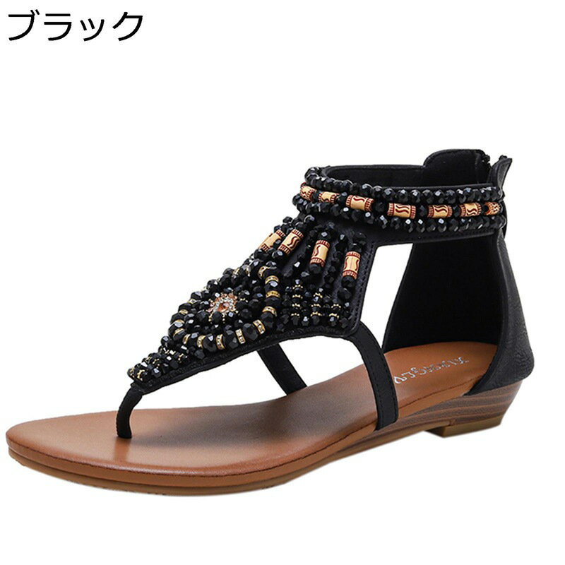 ビーチサンダル レディース オシャレ サンダル ローヒール ローマ トングサンダル ボヘミアン風 夏用 オープントゥ 美脚 プール 浴衣 軽量通気 防滑 歩きやすい 女の子 室内履き 日常 カジュアル