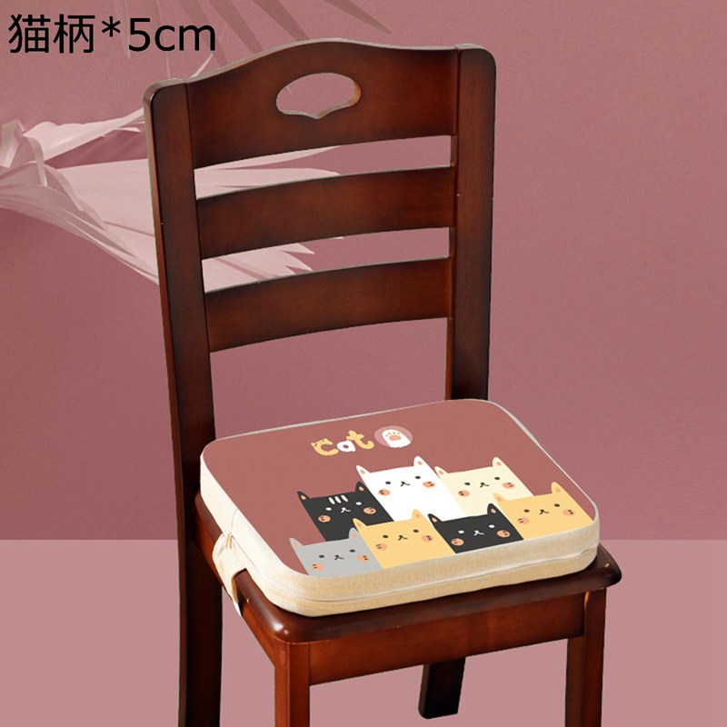 Rakuten - 食事 クッション キッズチェアクッション シートクッション 背当て ダイニング 厚さ5・10cm 子供 椅子用 高さ調節可 布 洗える 取り付け簡単 低反発 ひも付き ベルト固定 椅子 防滑 ポータブル 取り外し可能