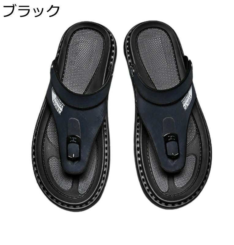 スリッパ 2way履き PUレザー ビーチサンダル ドライバーサンダル 鼻緒付き 2way メンズ トングサンダル 夏靴 滑り止め グリップ力 通気 快適 おしゃれ かっこいい 紳士用 室外履き 通勤 運転
