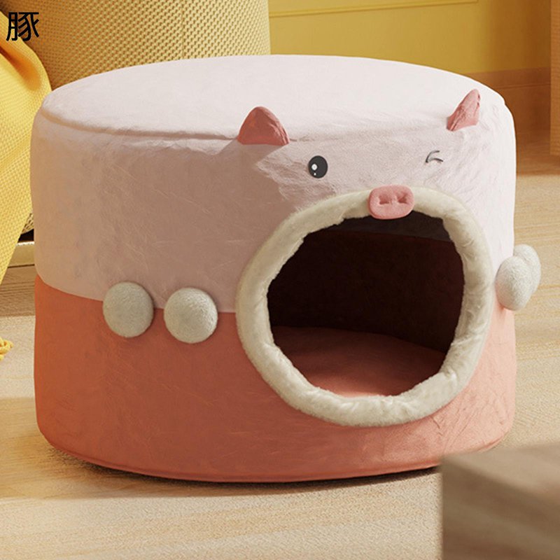 Bed Cuddler - ドーム型 おもちゃ付 ペットベッド クッション付 ペットハウス 両用 クッション型 滑りにくい裏生地 室内用 お手入れ簡単 柔らか 四季通用 保温防寒 猫用ベッド 子型犬 お洒落 かわいい 耐久性 快適 インテリア