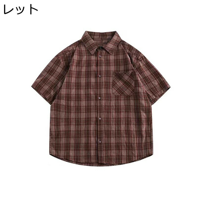 樂天商城 - チェックシャツ 柄シャツ レディース メンズ 半袖 春秋 カジュアルシャツ 耐久性 耐摩耗 フィット おおきいサイズ 柔らかい 肌触り良い お出かけ アウトドア スポーツ オシャレ カジュアル ビジネス