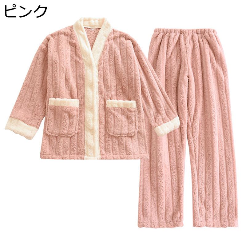 もこふわ レディース パジャマ 暖かい 寝巻き ルームウェア 部屋着 2点セット 長ズ...