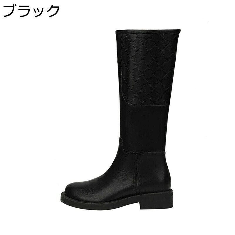 Rakuten - レディース ウエスタンブーツ ロングブーツ 乗馬ブーツ ミドル丈 秋冬春 レザー シンプル 美脚 脚長 防滑 ゴムソール 履きやすい 痛くない フィット 厚底 韓国 バックジップ パーティー 舞台 演出