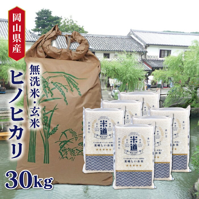 米 30kg 送料無料 白米 無洗米 ヒノヒカリ 5kg×6 令和四年産 岡山県産 30キロ お米 玄米 ごはん 慣行栽培米 検査米 単一原料米 保存食 真空パック 高級 保存米