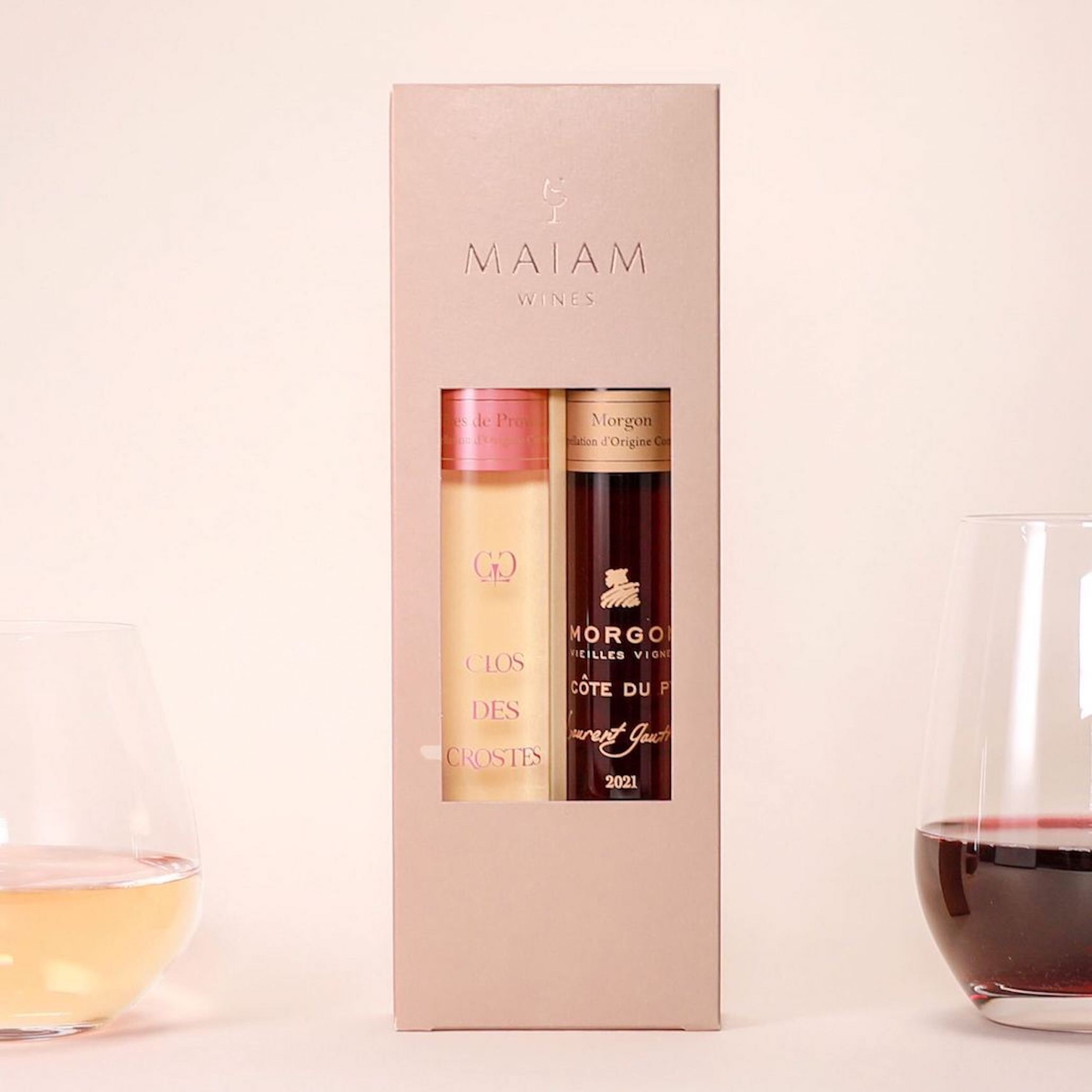 雑誌・TVで話題 グラス1杯分のワイン 【MAIAM WINES】 赤・ロゼワイン2本セット フランスワイン ロゼ 赤 ミックスセット 飲み比べ プロヴァンス ブルゴーニュ オリジナルボックス おしゃれ お祝い ギフト 手土産 プレゼント ご褒美 特別