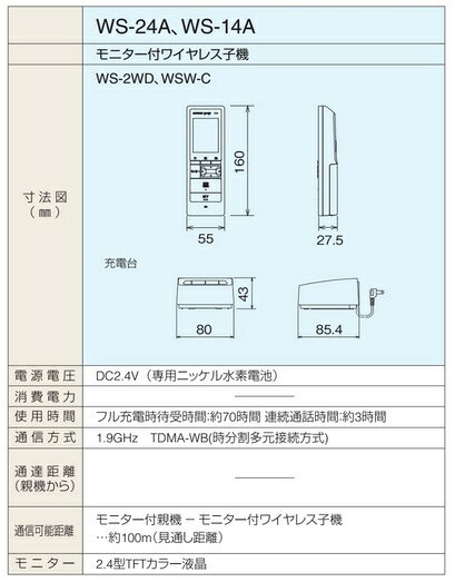 『在庫あり』 アイホン WS-2WD テレビドアホン モニター付ワイヤレス子機 ☆