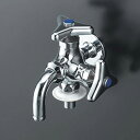 水栓金具 KVK K124BNZ 二口横水栓(ツバ付ワンタッチニップル付) 寒冷地用