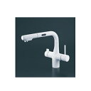 KVK KM6131DSCECM4 ビルトイン浄水器用シングルシャワー付混合栓(センサー) 電池タイプ マットホワイト 浄水カートリッジセット付