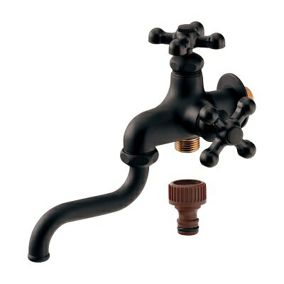 水栓金具 カクダイ 704-210-D 双口自在水栓 マットブラック