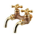 水栓金具 カクダイ 705-016-CU 双口ホーム水栓 レトロ