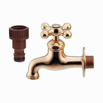 水栓金具 カクダイ　701-033-13　ガーデン用横水栓 アンティークゴールド (旧品番701-025-13) [□]