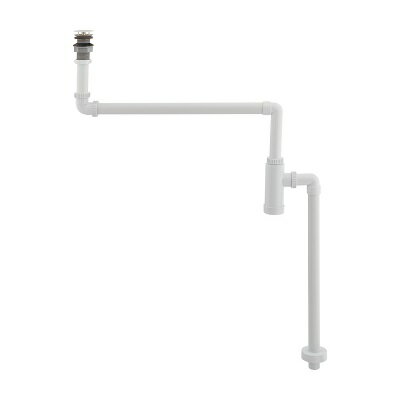 水栓金具　カクダイ　435-028-32W 丸鉢つき縦型ボトルトラップ(化粧キャップつき) ホワイト