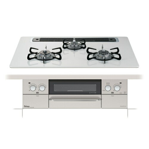 パロマ 【PD-862WS-75CV プロパン用】 ビルトインコンロ FACEIS(フェイシス) 3口 幅75cm 水なし両面焼グリル ティアラシルバー (ラ・クックグラン同梱)