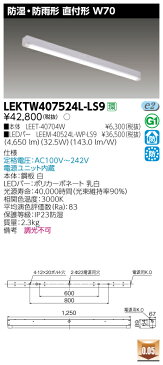 【最大44倍お買い物マラソン】東芝　LEKTW407524L-LS9　LEDベースライト TENQOO 防湿防雨形 直付形 W70 電球色 非調光 電源ユニット内蔵