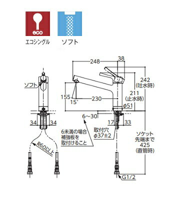 【最安値挑戦中！最大25倍】【在庫あり】TOTO　TKS05301J　水栓 キッチン シングルレバー 混合栓 キッチン用水栓金具 GGシリーズ 台付シングル混合水栓 一般地・寒冷地共用 [☆2【あす楽関東】]