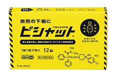 【商品説明】 ○ピシャット下痢止めOD錠は、ロペラミド塩酸塩が腸に直接作用してぜん動運動を抑制し、腸管内の水分分泌を抑制するこ とで下痢を改善するお薬です。 ○通勤・通学途中や会議中などの突然の下痢に、水なしでものむことができる口腔内崩壊錠(OD錠)で、口の中でふわっと溶 けるため、どこでも手軽に服用することができます。 ○食べすぎ・飲みすぎや寝冷えによるつらい下痢には、1回1錠で効くピシャット下痢止めOD錠をおすすめします。 【効能・効果】食べすぎ・飲みすぎによる下痢、寝冷えによる下痢 【用法・用量】 次の量を口中で溶かして服用するか、水又はお湯で服用してください。ただし、服用間隔は4時間以上あけてください。また 、下痢が止まれば服用しないでください。 [年齢：1回量：服用回数] 　成人(15才以上)：1錠：1日2回 　15才未満：服用しないでください 【成分】2錠(成人1日量)中 ロペラミド塩酸塩 1mg 添加物：D-マンニトール、メタケイ酸アルミン酸Mg、ヒドロキシプロピルセルロース、タンニン酸、クロスポビドン、アス パルテーム(L-フェニルアラニン化合物)、クエン酸水和物、l-メントール、香料、ステアリン酸Mg 【注意事項】 ■してはいけないこと 　(守らないと現在の症状が悪化したり、副作用・事故が起こりやすくなります。) 1．次の方は服用しないでください。 　(1)　本剤又は本剤の成分によりアレルギーを起こしたことがある方 　(2)　15才未満の小児 　(3)　フェニルケトン尿症の方　(本剤はL-フェニルアラニン化合物を含んでいます) 2．本剤を服用している間は、次の医薬品を服用しないでください。 　　　胃腸鎮痛鎮痙薬 3．服用後、乗物又は機械類の運転操作をしないでください。 　　　(眠気等があらわれることがあります) 4．服用前後は飲酒をしないでください。 ■相談すること 1．次の方は服用前に医師、薬剤師又は登録販売者に相談してください。 　(1)　医師の治療を受けている方 　(2)　発熱を伴う下痢のある方、血便のある方又は粘液便の続く方 　(3)　急性の激しい下痢又は腹痛・腹部膨満・吐き気等の症状を伴う下痢のある方 　　　　(本剤で無理に下痢を止めるとかえって病気を悪化させることがあります) 　(4)　便秘を避けなければならない肛門疾患等のある方 　　　　(本剤の服用により便秘が発現することがあります) 　(5)　妊婦又は妊娠していると思われる方 　(6)　授乳中の方 　(7)　高齢者 　(8)　薬などによりアレルギー症状を起こしたことがある方 2．服用後、次の症状があらわれた場合は副作用の可能性があるので、直ちに服用を中止し、この添付文書(説明文書)を持 って医師、薬剤師又は登録販売者に相談してください。 [関係部位：症状] 　皮膚：発疹・発赤、かゆみ 　消化器：食欲不振、腹痛、吐き気、腹部膨満感、便秘、腹部不快感、嘔吐 　精神神経系：めまい まれに下記の重篤な症状が起こることがあります。その場合は直ちに医師の診療を受けてください。 [症状の名称：症状] 　ショック(アナフィラキシー)：服用後すぐに、皮膚のかゆみ、じんましん、声のかすれ、くしゃみ、のどのかゆみ、息苦 しさ、動悸、意識の混濁等があらわれる 　皮膚粘膜眼症候群(スティーブンス・ジョンソン症候群)、中毒性表皮壊死融解症：高熱、目の充血、目やに、唇のただれ 、のどの痛み、皮膚の広範囲の発疹・発赤等が持続したり、急激に悪化する 　イレウス様症状(腸閉塞様症状)：激しい腹痛、ガス排出(おなら)の停止、嘔吐、腹部膨満感を伴う著しい便秘があらわれ る 3．服用後、次の症状があらわれることがありますので、このような症状の持続又は増強が見られた場合には、服用を中止 し、この添付文書(説明文書)を持って医師、薬剤師又は登録販売者に相談してください。 　　便秘、眠気 4．2〜3日間服用しても症状がよくならない場合は服用を中止し、この説明文書(説明文書)を持って医師、薬剤師又は登録 販売者に相談してください。 保管及び取扱上の注意 　(1)　直射日光の当たらない湿気の少ない涼しい場所に保管してください。 　(2)　小児の手の届かない所に保管してください。 　(3)　他の容器に入れ替えないでください。(誤用の原因になったり品質が変わります。) 　(4)　表示の使用期限を過ぎた製品は使用しないでください。 【製造販売元】 テイカ製薬株式会社 930-0982 富山市荒川一丁目3番27号 ●消費者相談窓口 大幸薬品株式会社 大阪府吹田市内本町3丁目34番14号 お客様相談係：0570-783-818　午前9時〜午後5時（土、日、祝日を除く） 【広告文責】 有限会社起福 登録販売者：木村宜由 TEL：072-626-3399 【区分】 日本製・第（2）類医薬品