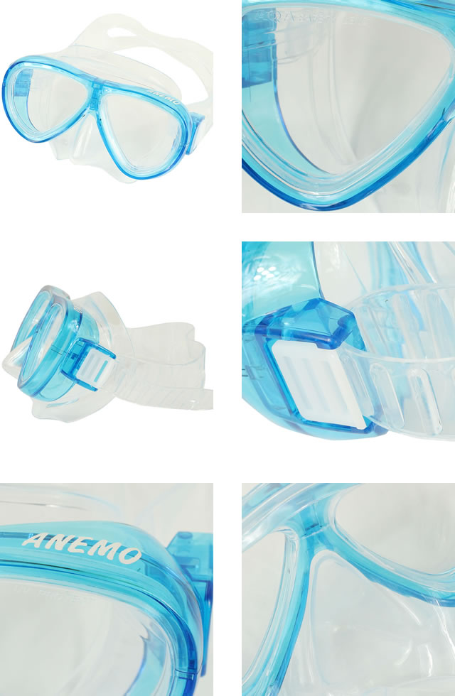 AQA エーキューエー シュノーケルマスク ゴーグル アモネライト UV 子供 キッズ 2022年春夏新作 水中メガネ 水中ゴーグル 水中マスク スイムマスク ダイビングマスク ワイドレンズマスク 日本製 KM-1109 [S]