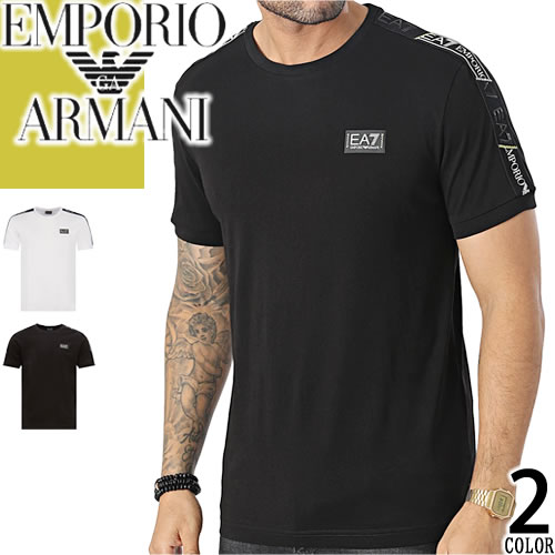 エンポリオ・アルマーニ エンポリオ アルマーニ EMPORIO ARMANI EA7 Tシャツ メンズ 半袖 ストレッチ サイドロゴ クルーネック 丸首 ブランド 大きいサイズ コットン 綿100% 白 黒 ホワイト ブラック T-SHIRT 3LPT18 PJ02Z [ゆうパケ発送]