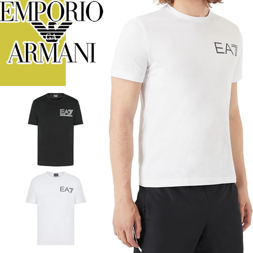 エンポリオ・アルマーニ エンポリオ アルマーニ EMPORIO ARMANI EA7 Tシャツ メンズ 半袖 ロゴ クルーネック 丸首 ブランド 大きいサイズ コットン 綿100% 白 黒 ホワイト ブラック 3LPT28 PJ02Z [ゆうパケ発送]