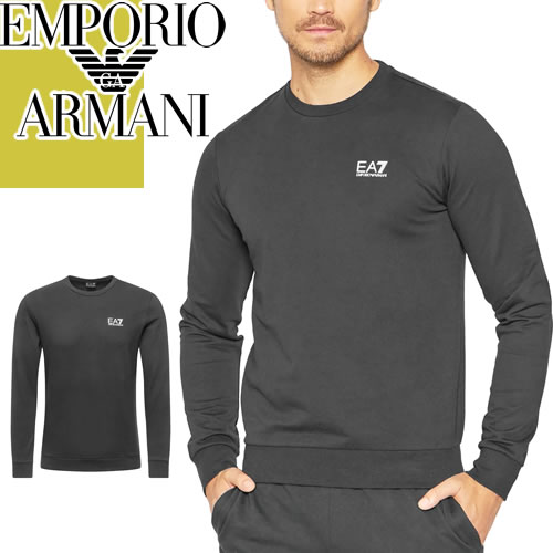 エンポリオ アルマーニ EMPORIO ARMANI EA7 トレーナー スウェット メンズ 2023年秋冬新作 長袖 ブランド ロゴ プリント 大きいサイズ 黒 ブラック CORE IDENTITY CREW-NECK SWEATSHIRT 8NPM52 PJ05Z [ネコポス発送]