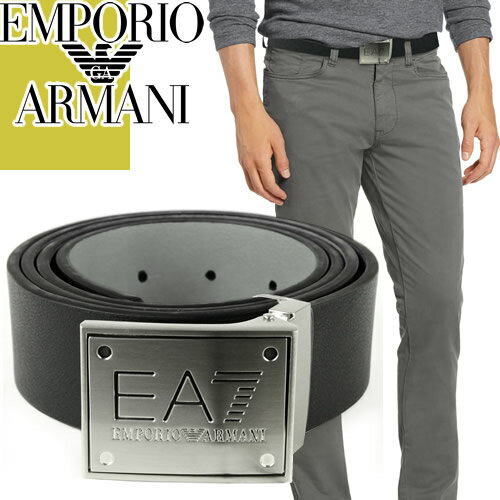 エンポリオ アルマーニ EMPORIO ARMANI EA7 ベルト リバーシブル メンズ サイズ調整可能 カジュアル 大きいサイズ ブランド プレゼント 黒 ブラック 245524 8A693 [S]