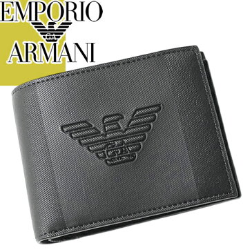 エンポリオアルマーニ EMPORIO ARMANI 財布 二つ折り ウォレット メンズ ブランド 薄い カードがたくさん入る コンパクト 黒 ブラック Y4R165 YFE6J [S]