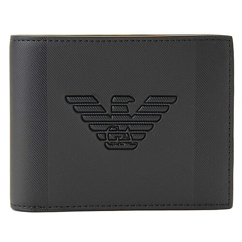 エンポリオアルマーニ EMPORIO ARMANI 財布 二つ折り ウォレット メンズ ブランド 薄い カードがたくさん入る コンパクト 黒 ブラック Y4R165 YFE6J [S]