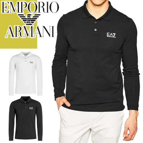 EMPORIO ARMANI エンポリオ アルマーニ EMPORIO ARMANI EA7 ポロシャツ 長袖 メンズ おしゃれ ゴルフ テニス 大きいサイズ ブランド 黒 白 ブラック ホワイト POLO SHIRT 8NPF05 PJM5Z [ゆうパケ発送]